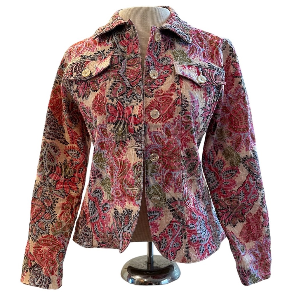 Denim-style Jacket in Pink Paisley Print